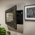 American Flag Gun Cabinet We The People Decorative and Secure Hidden Gun Safe (Black and White)