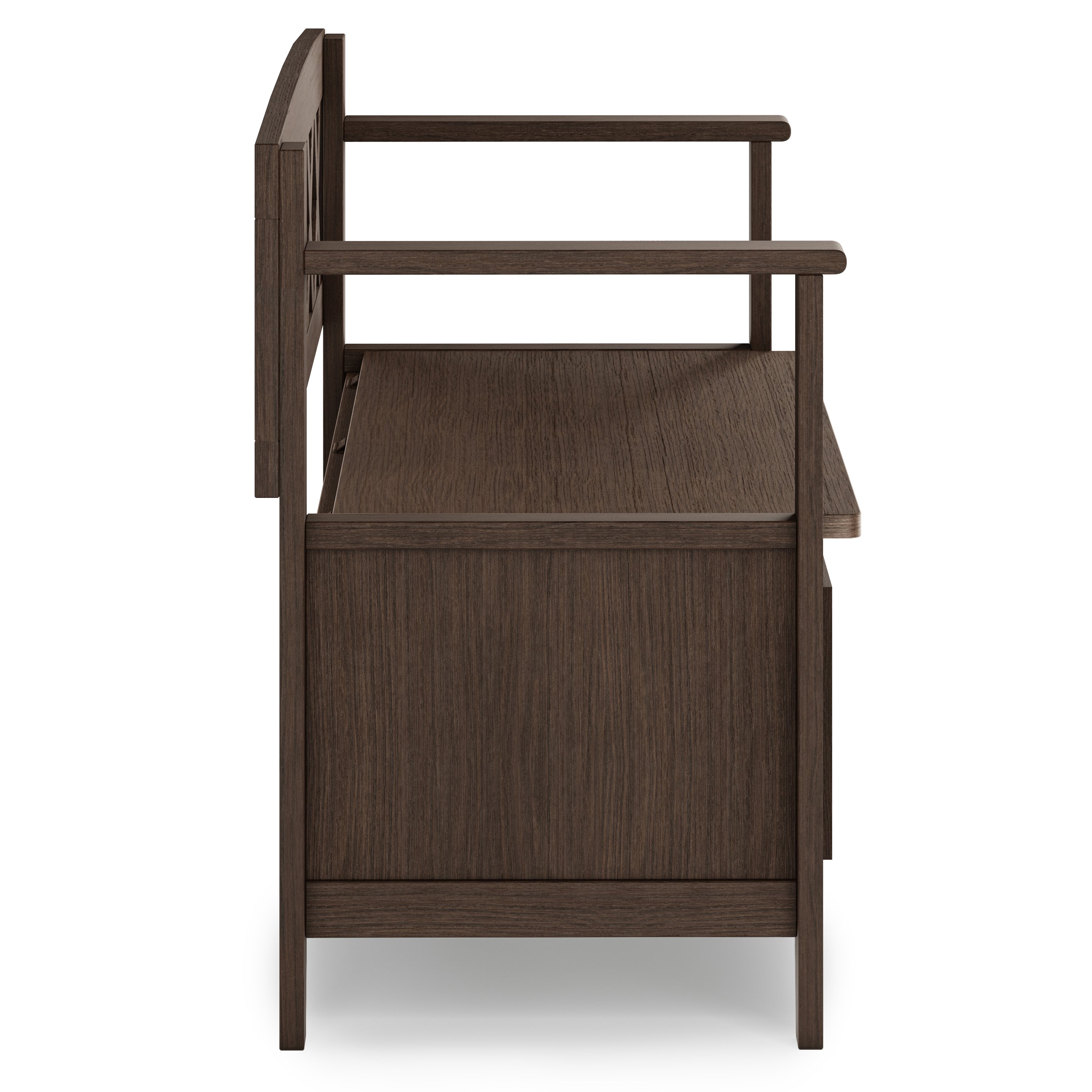 Amherst Solid Wood Entryway Storage Bench in Farmhouse Brown