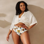 Baha Ranch Yeehaw Vintage Cowgirl Collage White Bikini Bottom