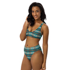 Baha Ranch Yeehaw Teal Aztec Blanket Print Bikini
