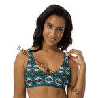 Baha Ranch Yeehaw Teal Burgandy Bikini Top