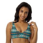 Baha Ranch Yeehaw Teal Aztec Blanket Print Bikini Top
