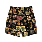 Baha Ranch Yeehaw Vintage Cowboy Collage Swim Trunks
