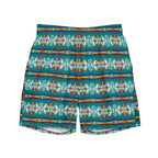 Baha Ranch Yeehaw Teal Aztec Blanket Print Mens Swim Shorts