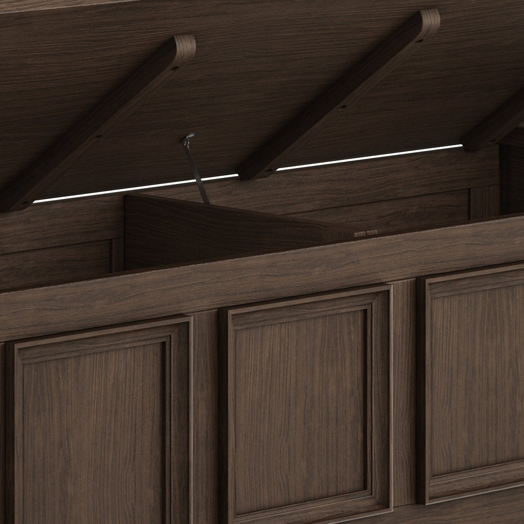 Amherst Solid Wood Entryway Storage Bench in Farmhouse Brown