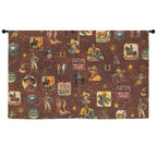 Vintage Cowboy Collage Western Curtains 52" x 63" Made in America