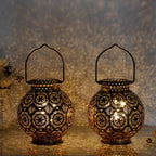 Set of 2 Moroccan Style Metal Table Lamp