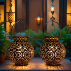 Set of 2 Moroccan Style Metal Table Lamp
