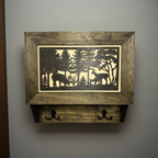 Gun Concealment Furniture - Deer Hunter Coat Rack Hidden Wall Safe with Hooks for Coats, Bags, & Hats - Quick Access Hidden Gun Storage - Wood Gun Cabinet with Secure Magnetic Lock