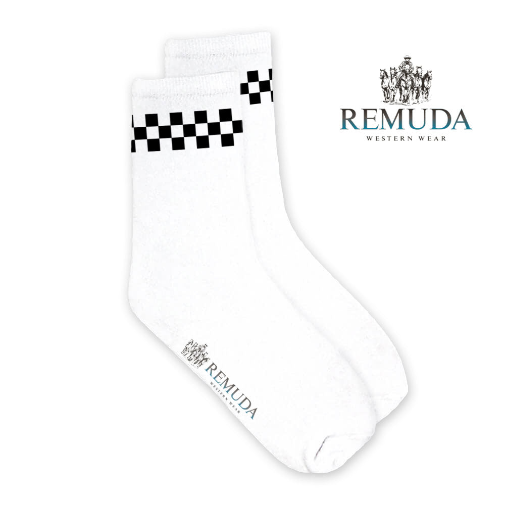 Checkered Adult Unisex Western Crew Socks