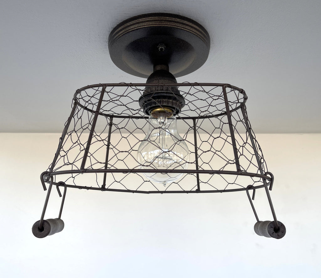 CHICKEN WIRE Farmhouse Ceiling Light - Rectangular