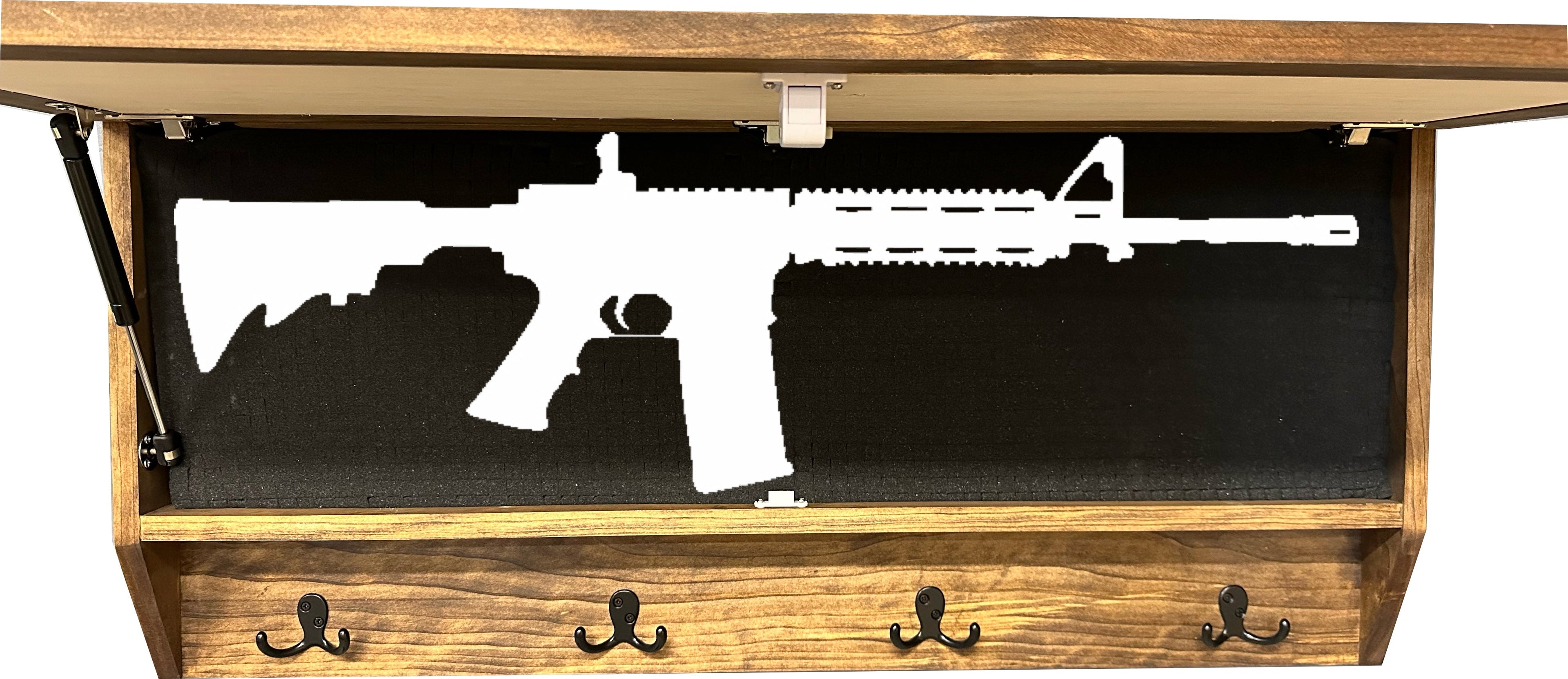 Wolf in the Wild Hidden Gun Storage - Coat Rack Concealment Shelf with Hooks for Coats, Bags, & Hats - Quick Access Hidden Gun Shelf - Secure Magnetic Lock
