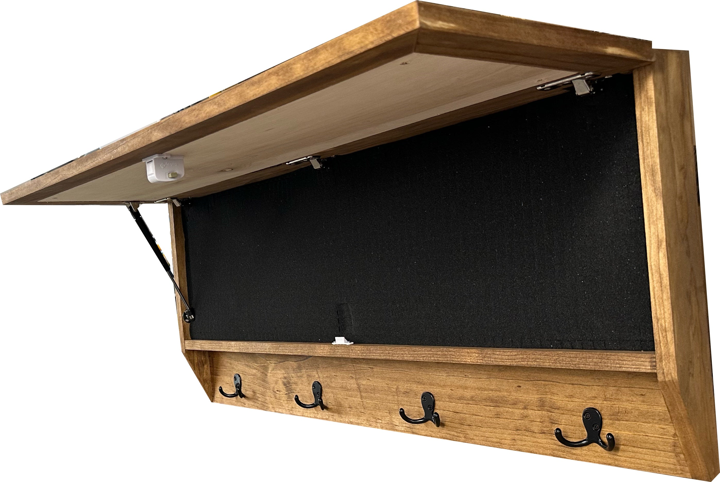 Wolf in the Wild Hidden Gun Storage - Coat Rack Concealment Shelf with Hooks for Coats, Bags, & Hats - Quick Access Hidden Gun Shelf - Secure Magnetic Lock