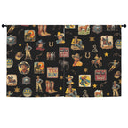 Vintage Cowboy Collage Western Curtains 52" x 63" Made in America