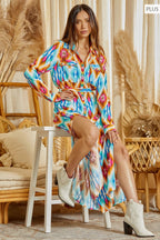 Ruidoso Aztec Button Down Dress Duster Plus Size
