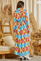 Ruidoso Aztec Button Down Dress Duster Plus Size