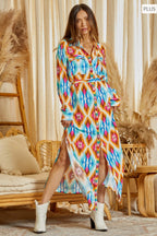 Ruidoso Aztec Button Down Dress Duster Plus Size