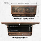 Birds in a Tree Large Gun Concealment Coat Rack - Handcrafted Wooden Gun Cabinets - Gun Shelf Hidden Storage for Rifles, Shotguns, & Handguns - Quick Access Hidden Wall Safe