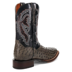 Dan Post Alamosa (Grey/Black)  - Men's Ostrich Skin Leather Cowboy Boots