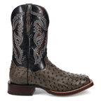 Dan Post Alamosa (Grey/Black)  - Men's Ostrich Skin Leather Cowboy Boots