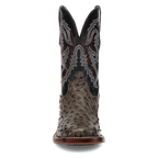 Dan Post Alamosa (Grey/Black)  - Men's Ostrich Skin Leather Cowboy Boots