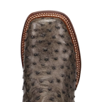Dan Post Alamosa (Grey/Black)  - Men's Ostrich Skin Leather Cowboy Boots