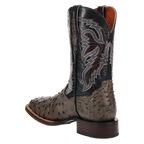 Dan Post Alamosa (Grey/Black)  - Men's Ostrich Skin Leather Cowboy Boots