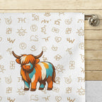 Set of 4 Minimalistic Western Highland Cow Cattle Brands Kitchen Towels Made in America