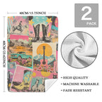 Retro Pop Western set of 2 Kitchen Dish Towels Made in America