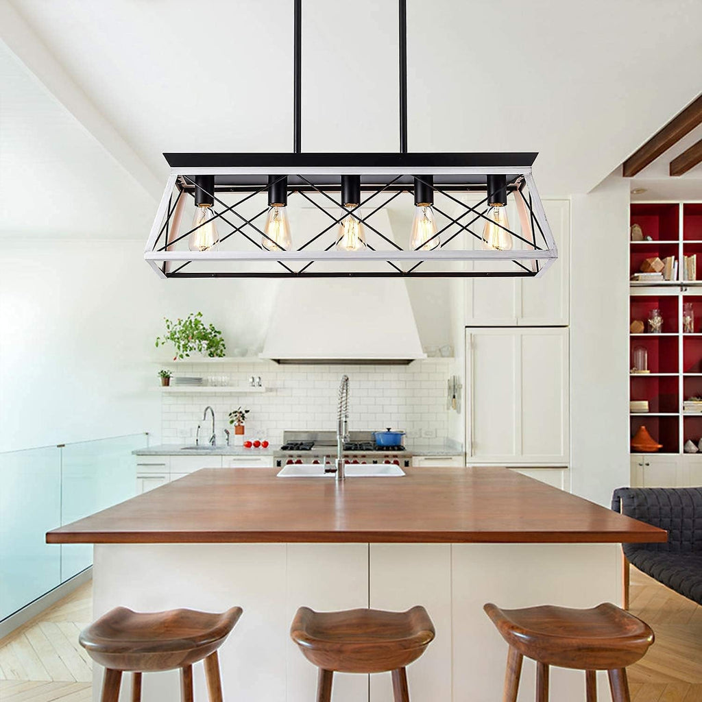 5-Light Farmhouse Pendant Linear Chandelier