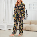 Baha Ranch Vintage Cowgirl Collage Western Satin Pajamas