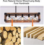 5 Lights Farmhouse Wood Linear Chandelier