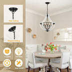 5-Light Convertible White Wood Farmhouse Chandelier