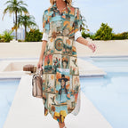 Colores de Mexico Pictures of the Southwest Button-Up Long Sleeve Shirt Dress Duster