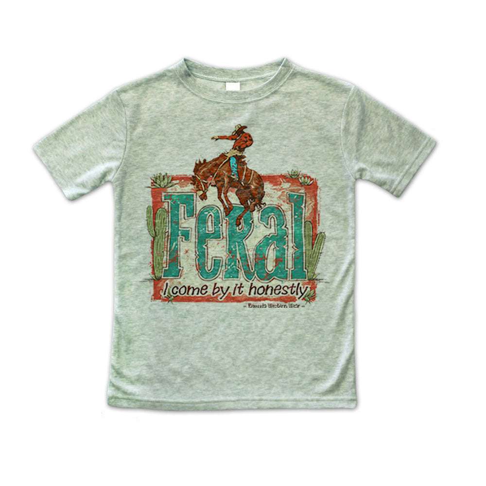 Feral, I Come By It Honestly - Boys Toddler Western Tee