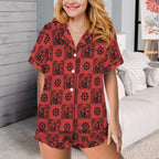 Baha Ranch Colores de Mexico Red Flamenco Mexican Tile Talavera Floral Satin Pajamas