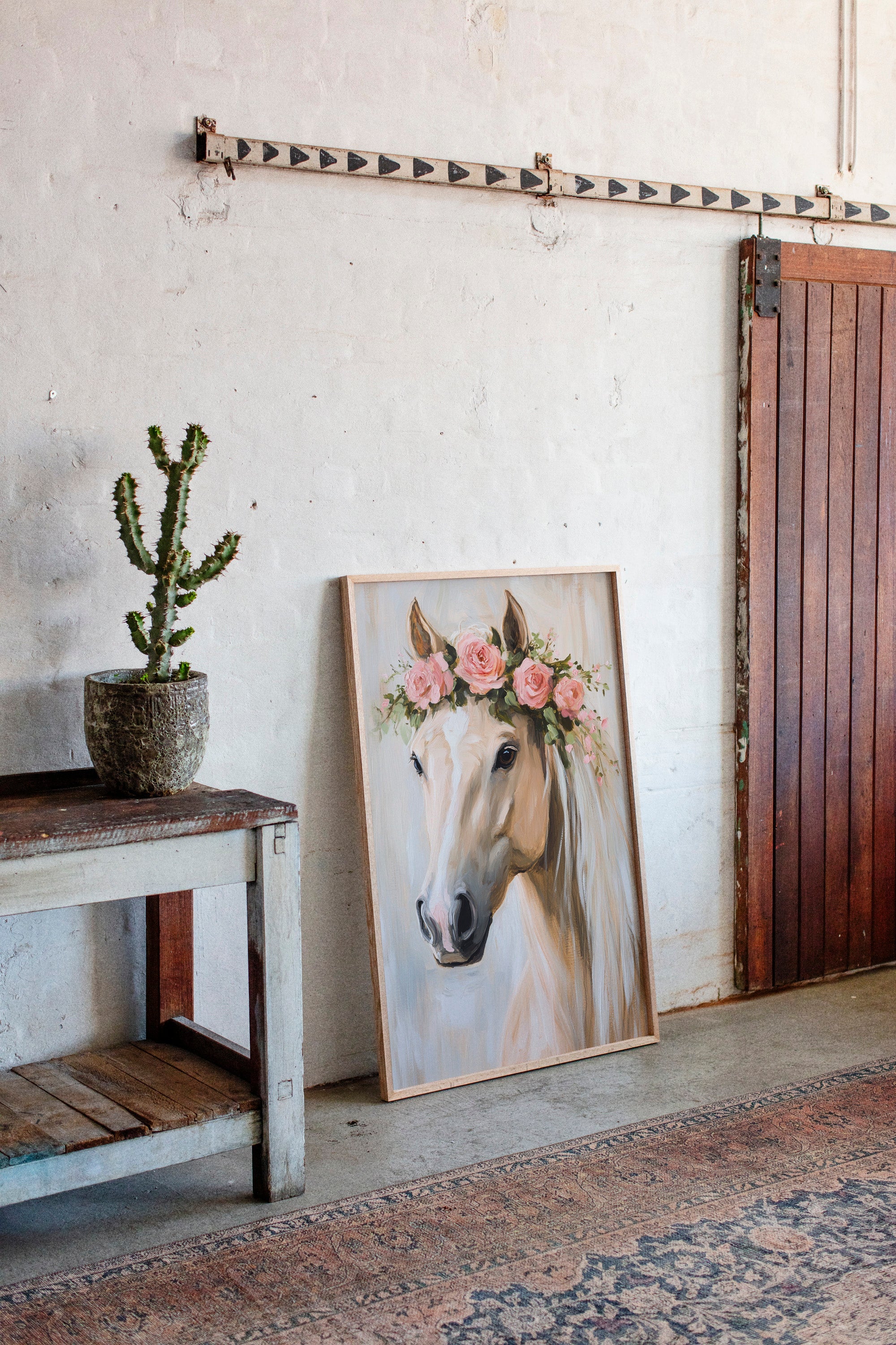 Petal-Crowned Horse Elegance