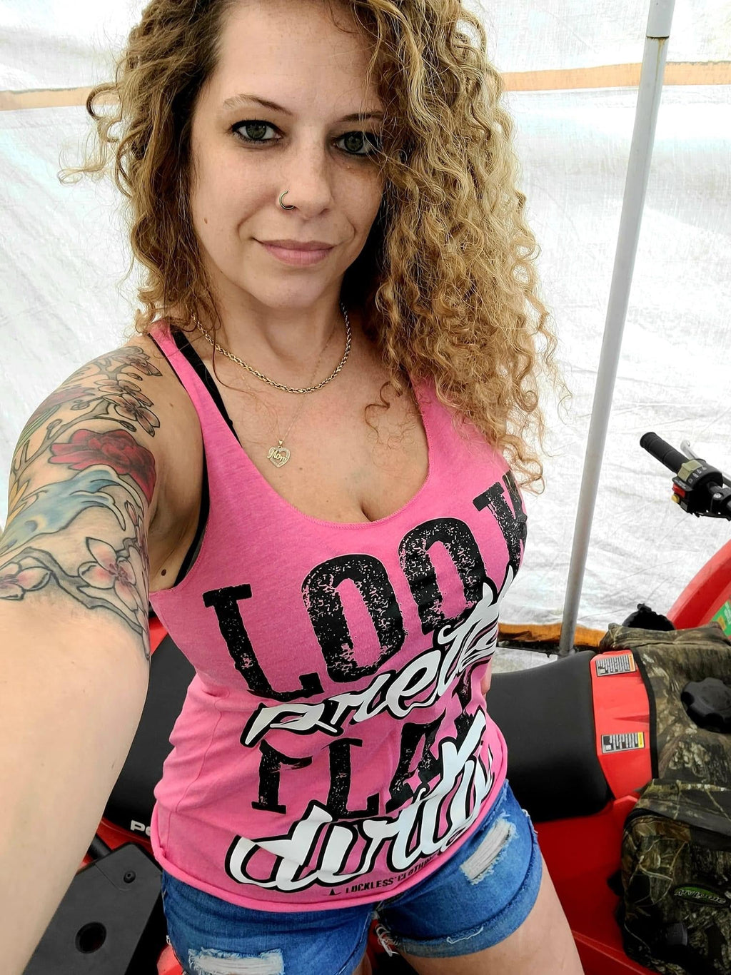 Look Pretty Play Dirty Tank Top | Pink, Blue, Black