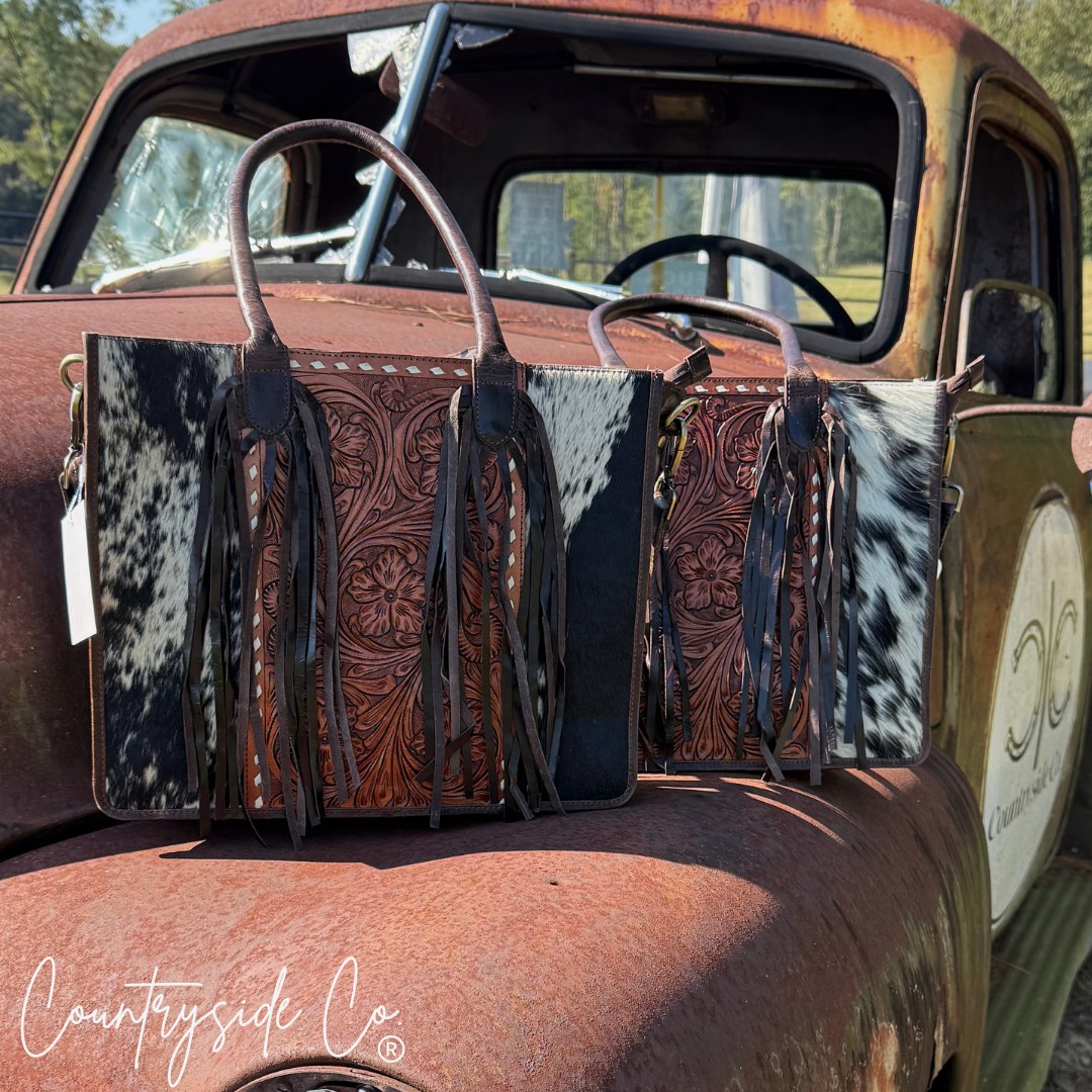 Jesse Conceal Carry Cowhide and Tooled Leather Handbag