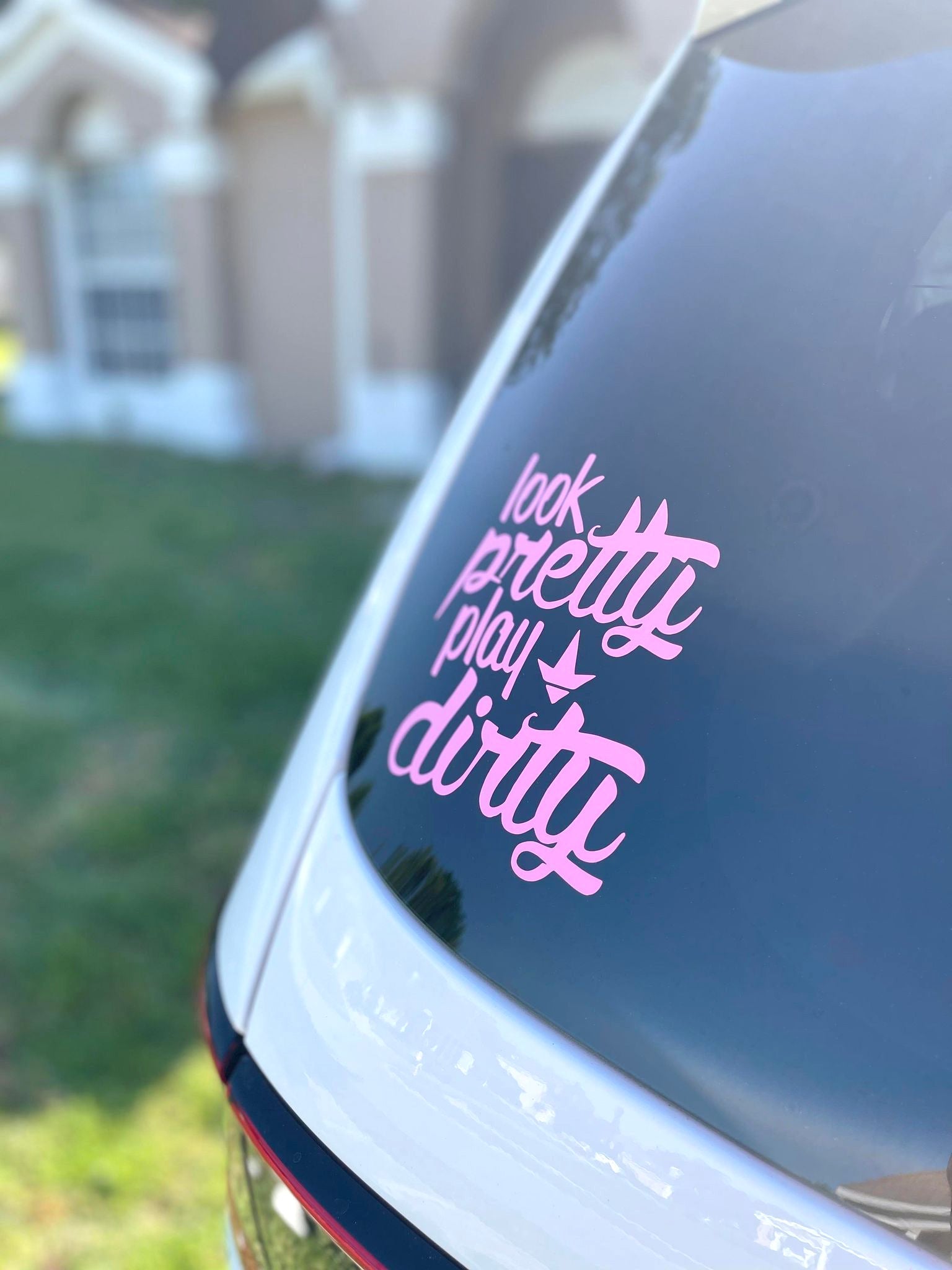 Look Pretty Play Dirty Decal in White Pink and Tiffany Blue