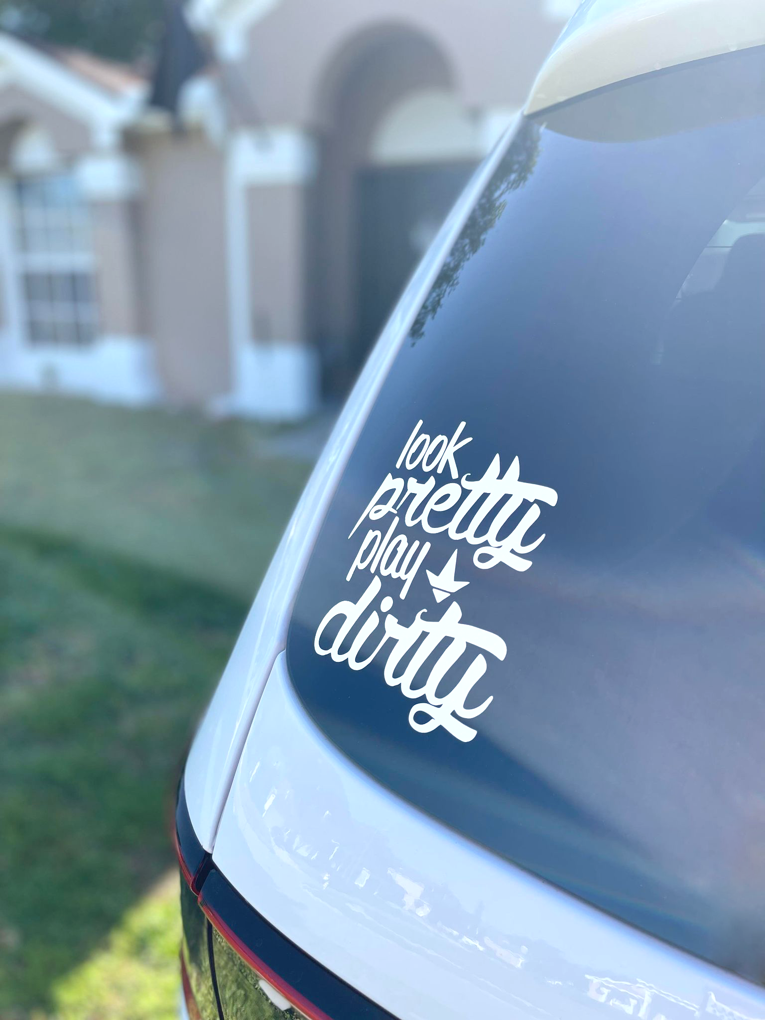 Look Pretty Play Dirty Decal in White Pink and Tiffany Blue