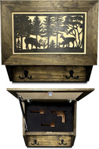 Gun Concealment Furniture - Deer Hunter Coat Rack Hidden Wall Safe with Hooks for Coats, Bags, & Hats - Quick Access Hidden Gun Storage - Wood Gun Cabinet with Secure Magnetic Lock