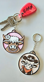 3d Printed Cowboy Cowgirl Highland Cow Cute Keychain