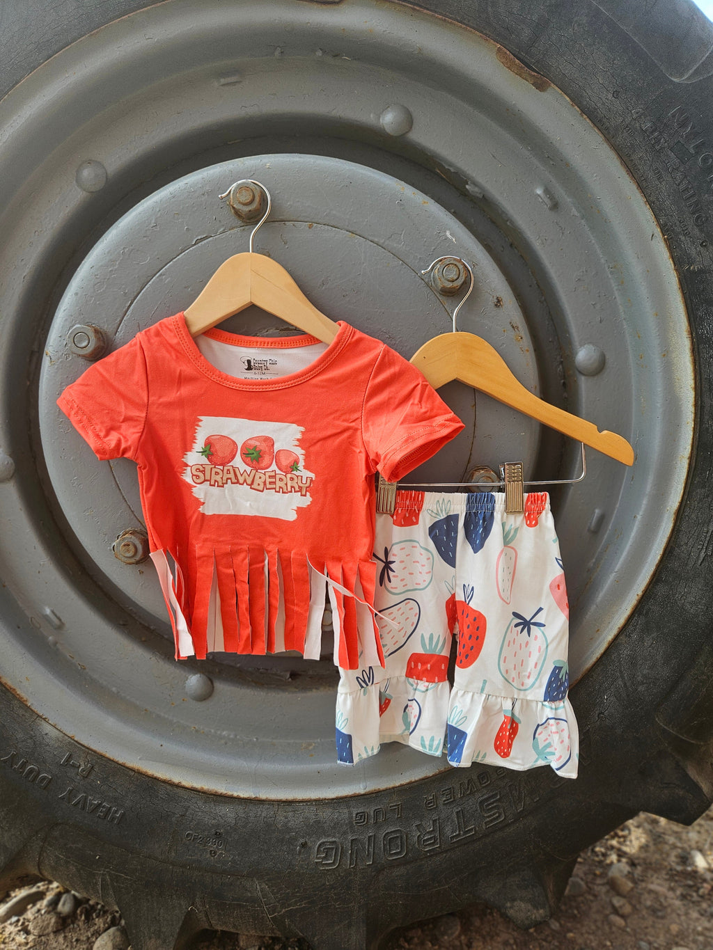 Strawberry Tassles & Ruffles Short Set