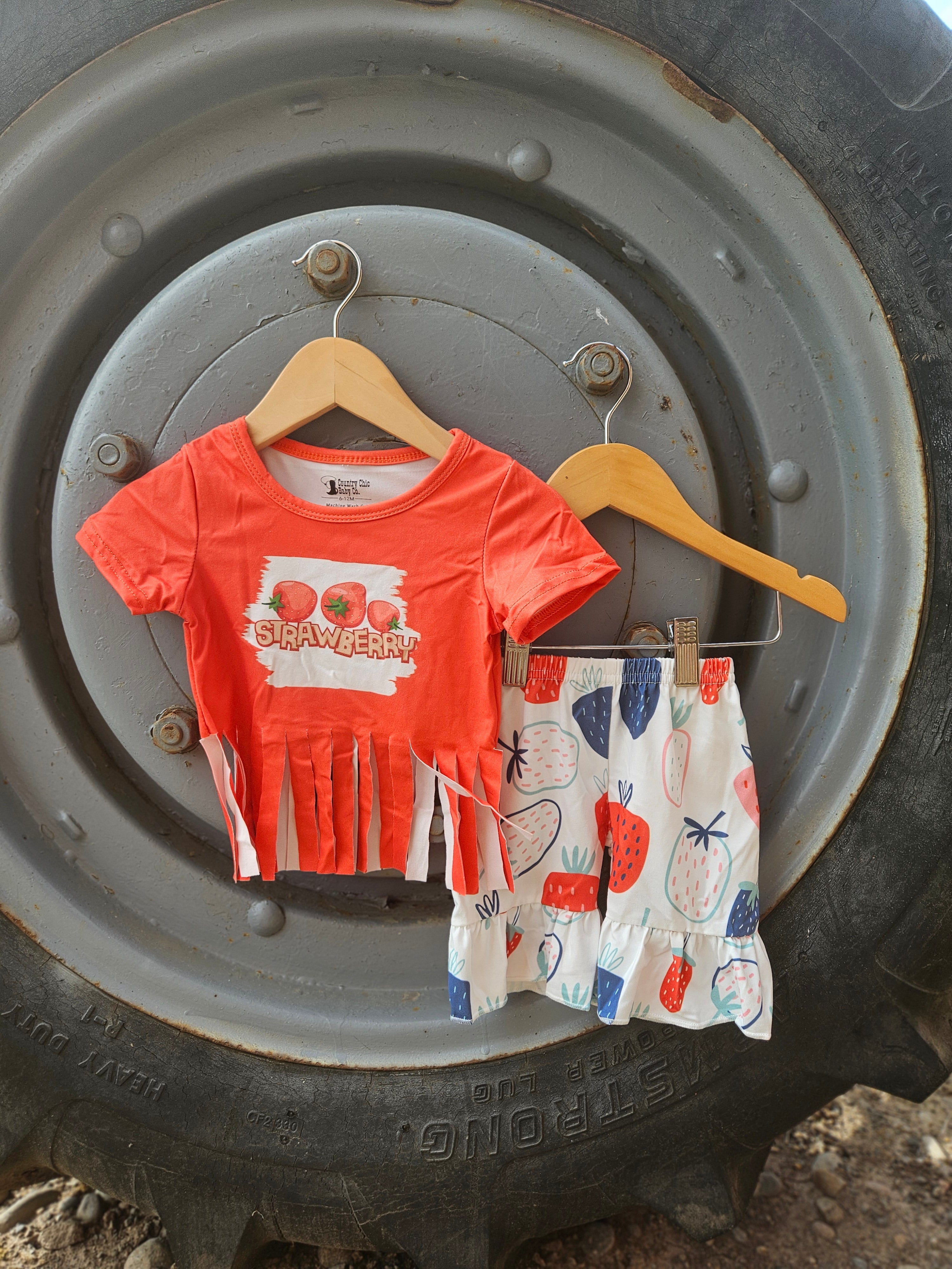 Strawberry Tassles & Ruffles Short Set