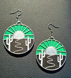 Baha Ranch 3D Print Silver Silk western Earrings Choice of styles Made in America
