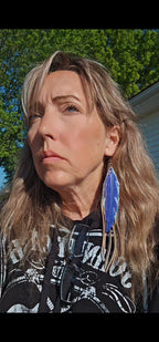 3D Printed Feather Leather Fringe Earrings Made in America
