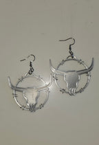 3D Print Longhorn Texas Ranch Western Barbwire Lightweight Earrings Made in America