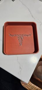 Baha Ranch 3d Print Western Longhorn Cowboy Cowgirl Accessory Tooled Tray