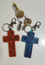 Baha Ranch 3D Faith Tooled Wall Cross or Keychain/Purse Charm Made in America
